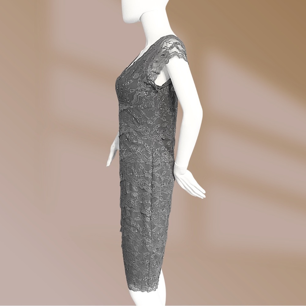 Blu Sage Women's Dress Gray Lace Bead & Sequin Embellished Formal Party Sz 8 - Picture 3 of 4